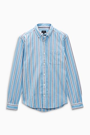 White/Blue Stripe Long Sleeve Shirt